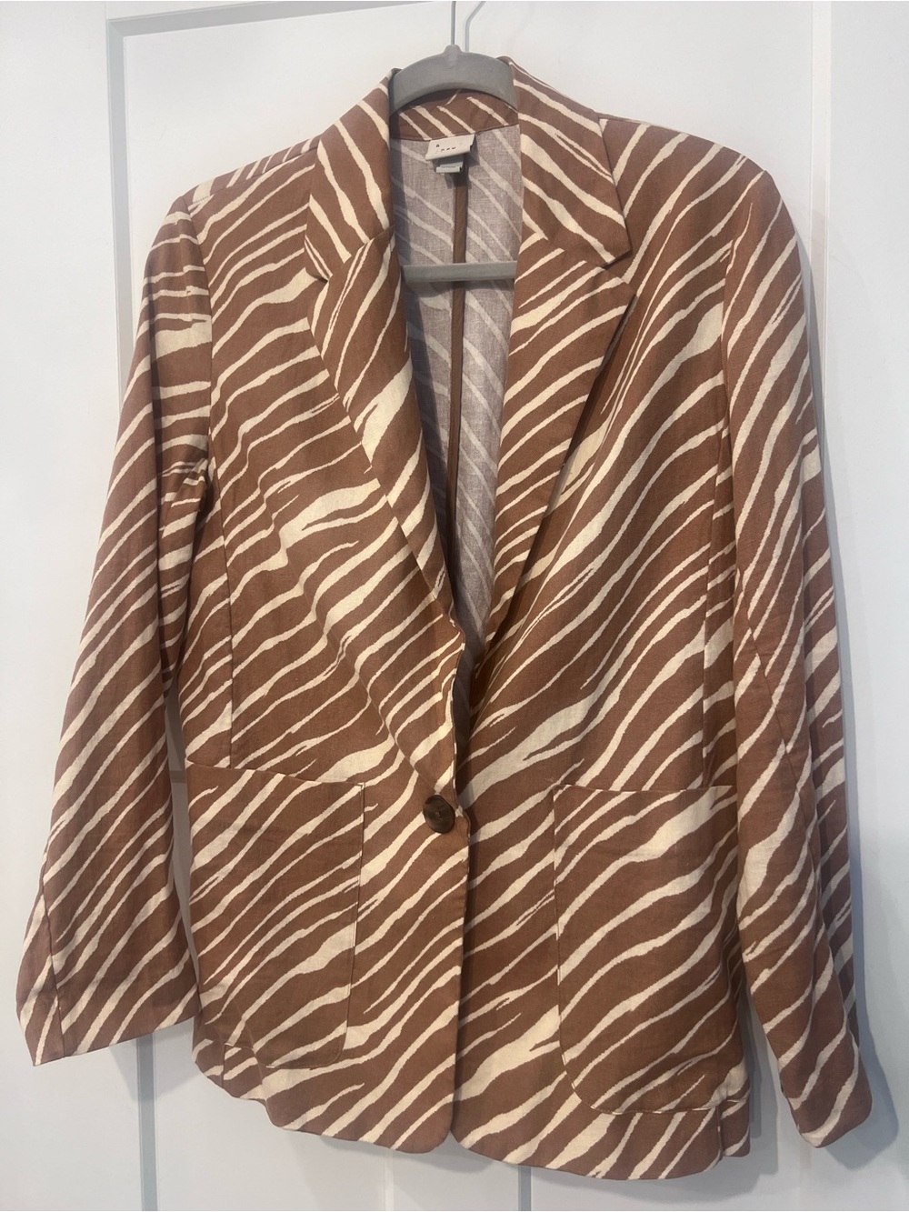 A New Day, Brown & Cream Zebra Print linen Women's Blazer